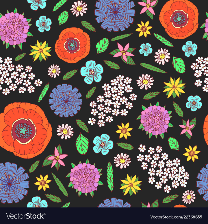 Seamless floral print for fabric in cartoon style Vector Image