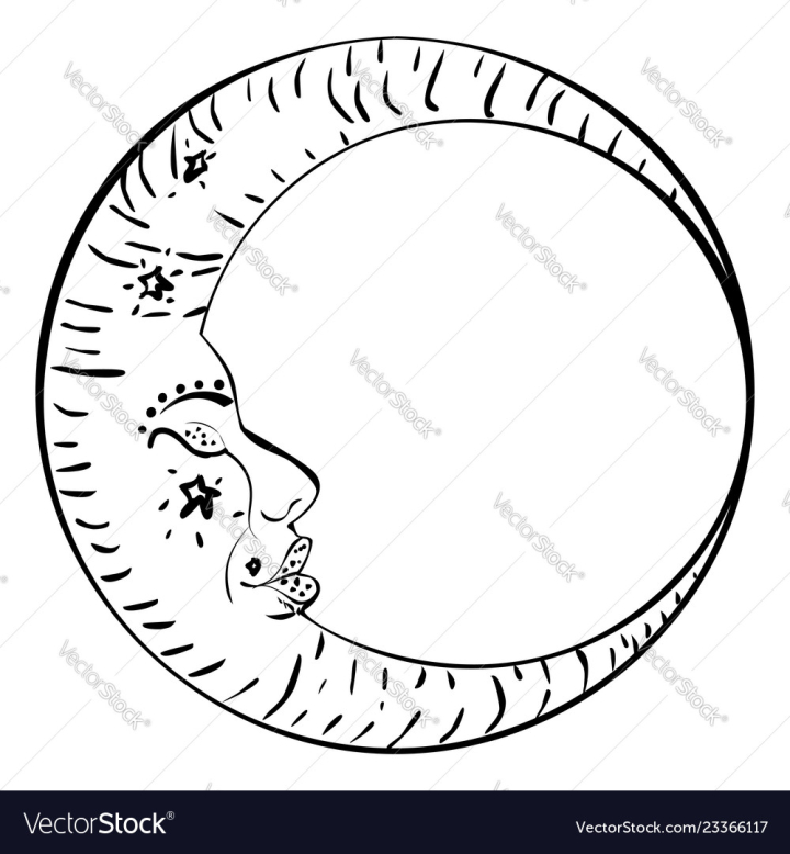Free: Tattoo sleeping crescent moon vector image 