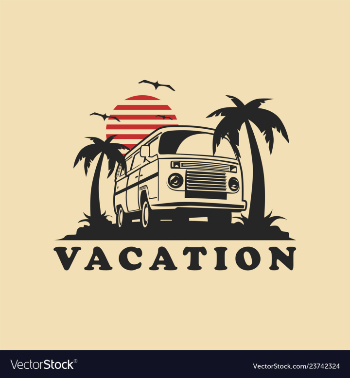 Beach vacation logo design template Royalty Free Vector