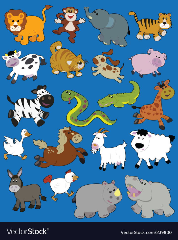 vectorstock,Animals,Animal,Cute,Cow,Cartoon,Forest,Cat,Kid,Drawings,Goat,Dog,Horse,Elephant,Donkey,Drawing,Child,Crocodile,Giraffe,Hippo,Goose,Icon,Color,Element,Character,Africa,Collection,Design,Fun,Chicken,Colorful,Isolated