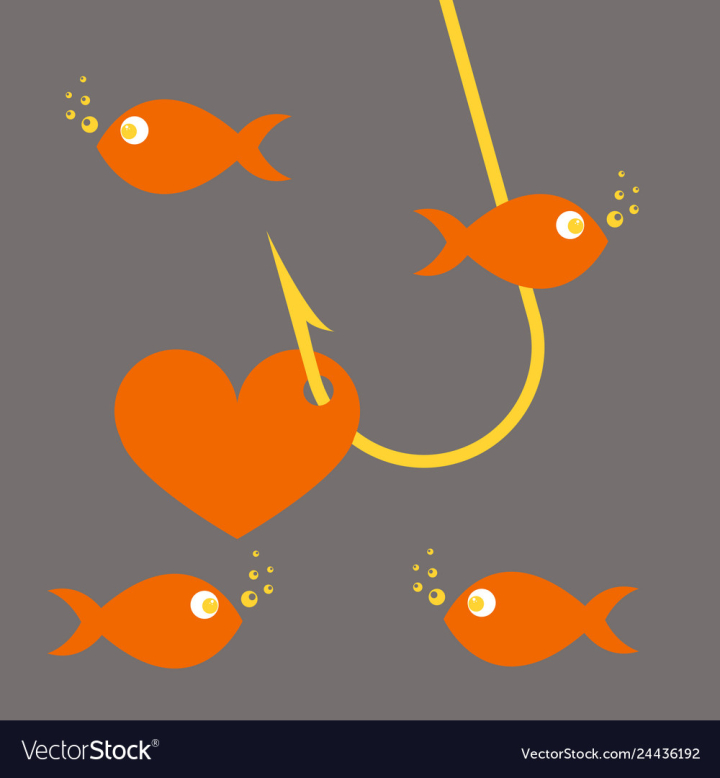 Free: Red heart symbol on fishing hook idea - love and vector image 
