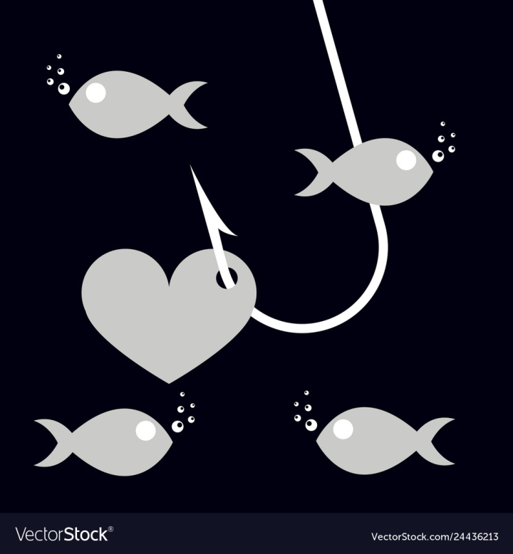 fishing hook heart vector