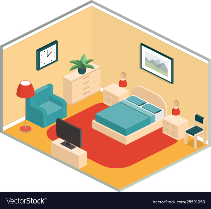 bedroom,isometric,room,bed,interior,inside,retro,style,furniture,design,illustration,3d,vector,residential,tv,cozy,pillow,isometry,comfortable,graphic,lamps,bedside,table,indoor,apartment,image,objects,lighting,home,decoration,domestic,relaxation,house,fitment,receiver,television,vintage,blue,nightstand,drawers,of,equipment,chest,isolated,commode,chair,yellow,clock,seat,picture,armchair,colorful,carpet,red,floor