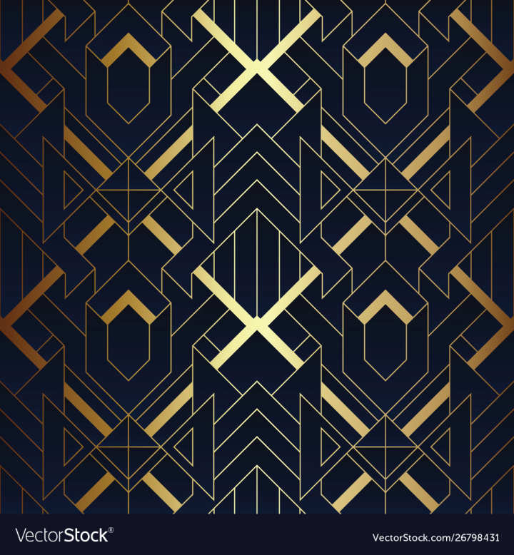 Free: Abstract art deco seamless blue and golden vector image - nohat.cc