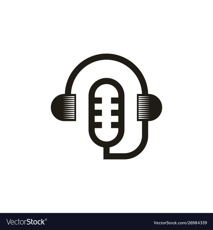 Podcast concept icon headphones and micro Vector Image