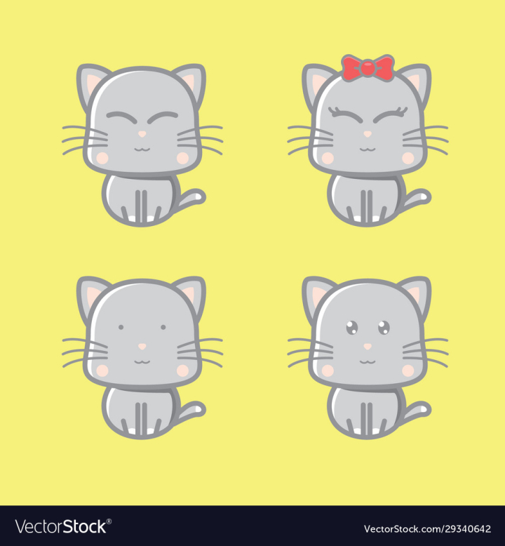 Cat Vector Icon Pet Animal Sign Cartoon Funny Background Vector
