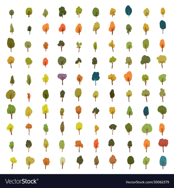 vectorstock,Tree,Set,Elements,Illustration,Nature,Green