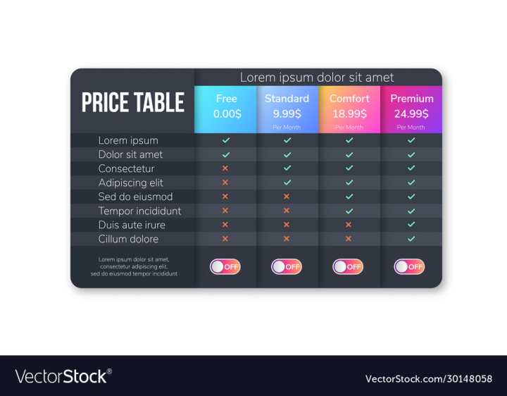 vectorstock,Pricing,Table,List,Price,Comparison,Chart,Template,Web,Website,Subscription,Hosting,Plan,Button,Banner,Plans,Compare,Business,Design,Element,Vector,Illustration,Tariff,Check,Product,Checklist,Icon,Sign,Menu,Grid,Column,App,Order,Service,Interface,Discount,Modern,Label,Buy,Site,Commercial,Option,Select,Internet,Simple,Page,Creative,Gradient,Choice,Tab,Premium,Graphic