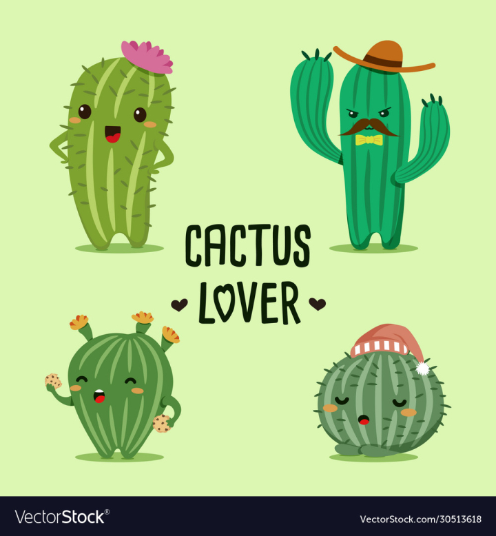 vectorstock,Cactus,Cartoon,Doodle,Character,Face,Adorable,Icon,Set,Plant,Garden,Nature,Tropical,Sticker,Wild,Decoration,Spine,Houseplant,Cactaceae,Blooming,Summer,Natural,Green,Funny,Vector,Illustration