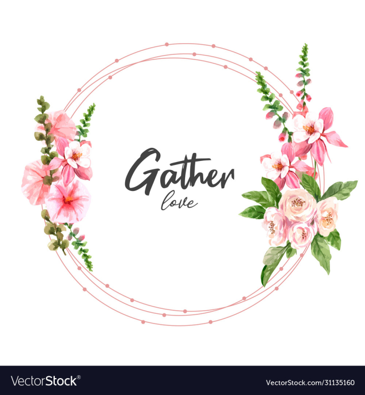 vectorstock,Floral,Wreath,Watercolor,Climbing,Rose,Columbine,Flower,Hollyhock,Leaves,Design,Nature,Garden,Vector,Natural,Plants,Foliage,Colorful,Creativity,Illustration,Art,Print,Blossom,Decoration,Creative,Painting,Blooming,Hand,Drawn