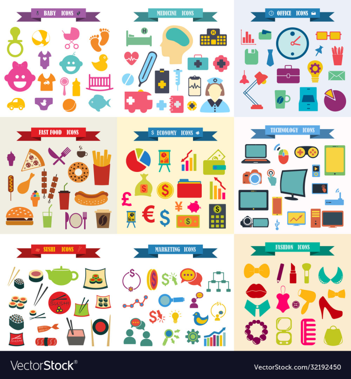 vectorstock,Icons,Baby,Food,Office,Brain,Hospital,Nurse,Clock,Set,Top,Burger,Schedule,Doctor,Camera,Hamburger,Tablet,Thermometer,Fast,Drink,Stroller,Japan,Sushi,Monitor,Noodles,Heart,Syringe,Personal,Computer,Medicine,Cure,Treat,Briefcase,Fries,Eat,Sticks,Money,Technology,Selling,A,Router