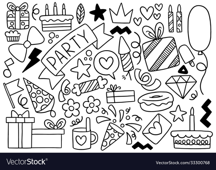Hand draw doodle birthday party Royalty Free Vector Image