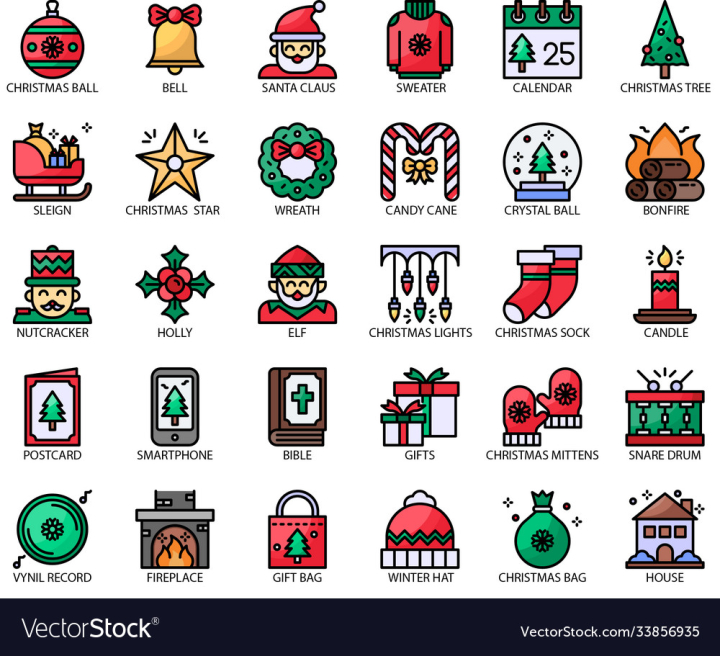 vectorstock,Christmas,Icons,Snowman,Snow,Deer,Hat,Icon,Winter,Holiday,Candy,Cane,Santa,Vector,Symbol,Tree,Decoration,Reindeer,Bow,Snowflake,Holly,December