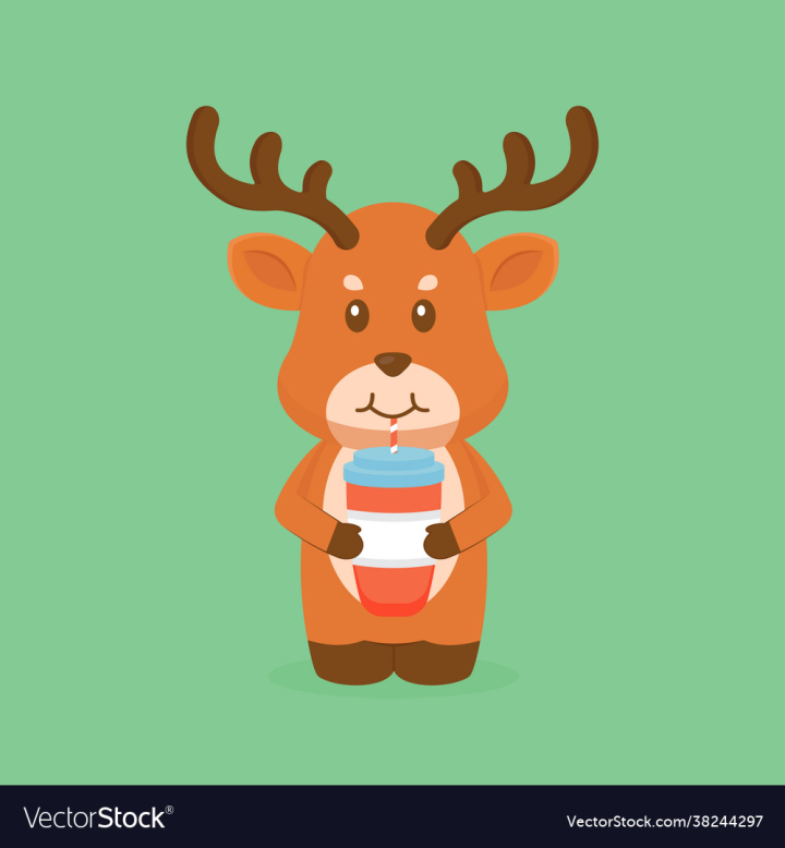Animal,Deer,Cartoon,Drink,Cute,Character,Illustration,Vector,Kawaii,Wildlife,Goat,Funny,Wild,Cup,Drawing,Black,Art,Zoo,Happy,Baby,Smile,Fun,Nature,Isolated,Adorable,Design,Graphic,White,vectorstock