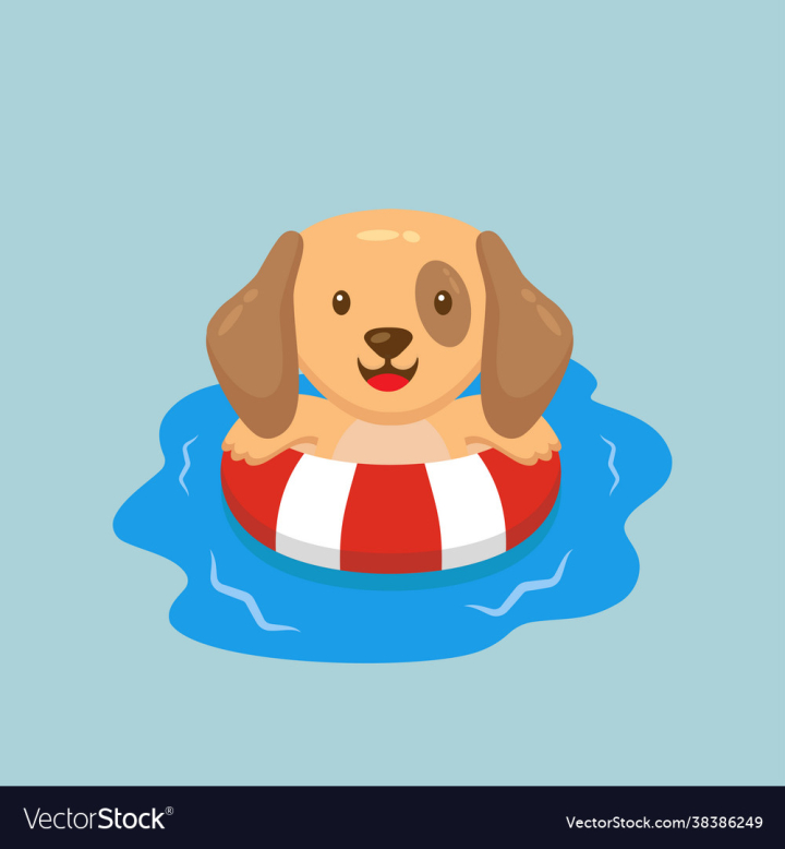 Free: cute dog swimming summer cartoon 
