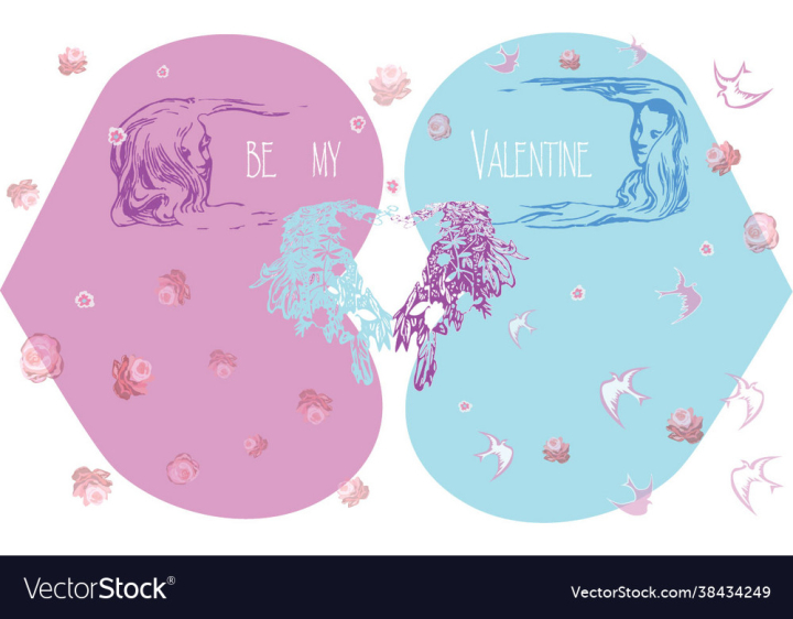 Flowers,Valentines,Valentine,My,Be,Heart,Anniversary,Birds,Love,Celebration,Romantic,Couple,Pink,Blue,Happy,Her,Girlfriend,Boyfriend,Lovers,Rouse,vectorstock