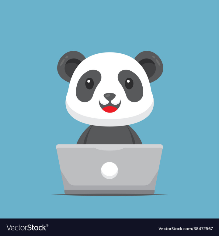Panda,Laptop,Cute,Cartoon,Computer,Animal,Happy,Illustration,Vector,Wildlife,Isolated,Character,Drawing,Work,Design,Background,Art,Fun,Wild,White,Young,Funny,Nature,Mammal,Icon,Safari,Teddy,Cheerful,vectorstock