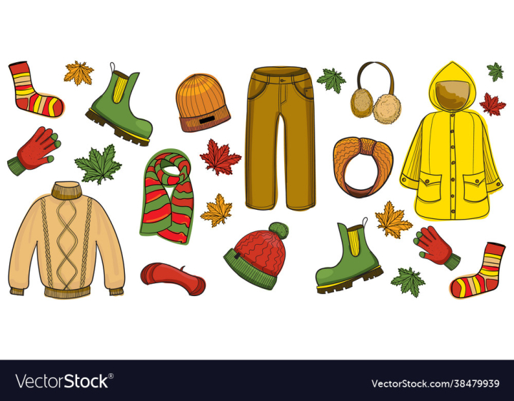 Autumn,Fall,Scarf,Icon,Clothes,Set,Illustration,Fashion,Isolated,Accessory,Drawn,Seasonal,Jumper,Wear,Collection,Accessories,Colorful,Socks,Clothing,Apparel,Warm,Design,Style,Boots,Coat,Shoes,Hand,Season,Object,Elements,Trousers,Pants,Outfit,Casual,Drawing,Lady,Woman,Sweater,Jacket,Hat,vectorstock