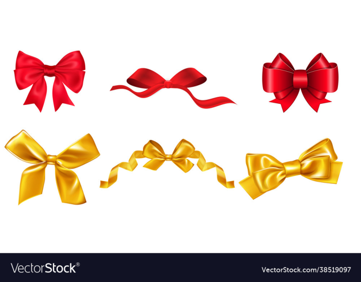 Gold bow gift present golden shiny ribbon Vector Image