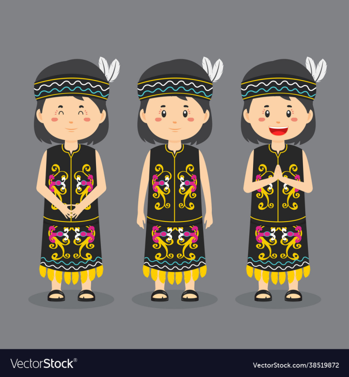 Dayak,Indonesia,Traditional,Indonesian,Dress,Character,Person,People,Fashion,Holiday,Happy,Hat,Girl,Hairstyle,Headdress,Oriental,Style,Head,Avatar,Kalimantan,Greeting,Accessories,Boy,Children,Costume,Ethnic,Cute,Couple,Clothes,Country,Child,Female,Asian,Cartoon,Culture,vectorstock