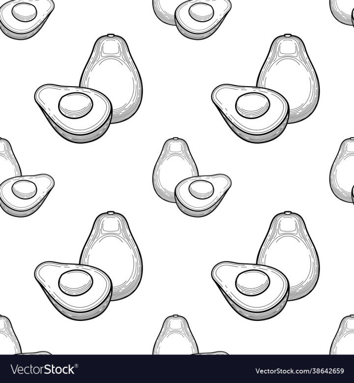 Free: avocado black and white seamless pattern - nohat.cc