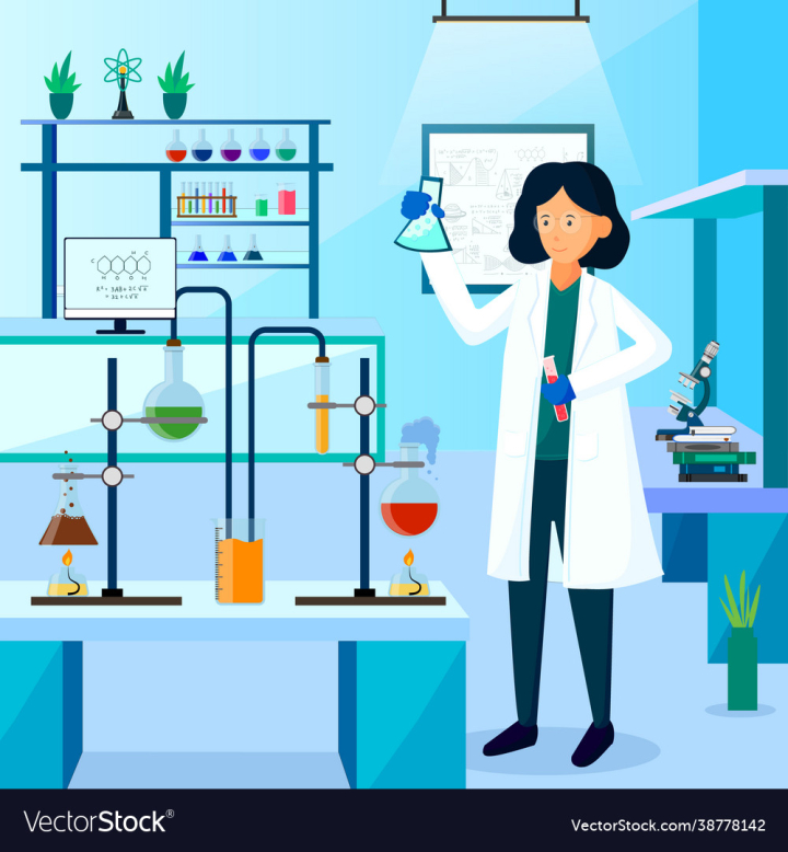 Lab,Table,Microscope,Girl,Laboratory,Scientist,Character,Chemical,Chemistry,Blue,Research,Classroom,Atom,Flask,Diagram,Composite,Particles,Interiors,Observation,Lightbulb,Young,White,Lady,Female,Cartoon,Person,Chart,Books,Equipment,Student,Science,Green,People,Woman,Background,Illustration,Vector,Graphic,Researcher,Scientific,Specialist,Beaker,Test,Assistant,Tube,Indoor,Concept,Chemist,Shelf,Lesson,vectorstock