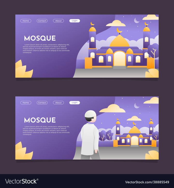 Muslim,Mosque,Template,Banner,Homepage,Website,Vector,Illustration,vectorstock