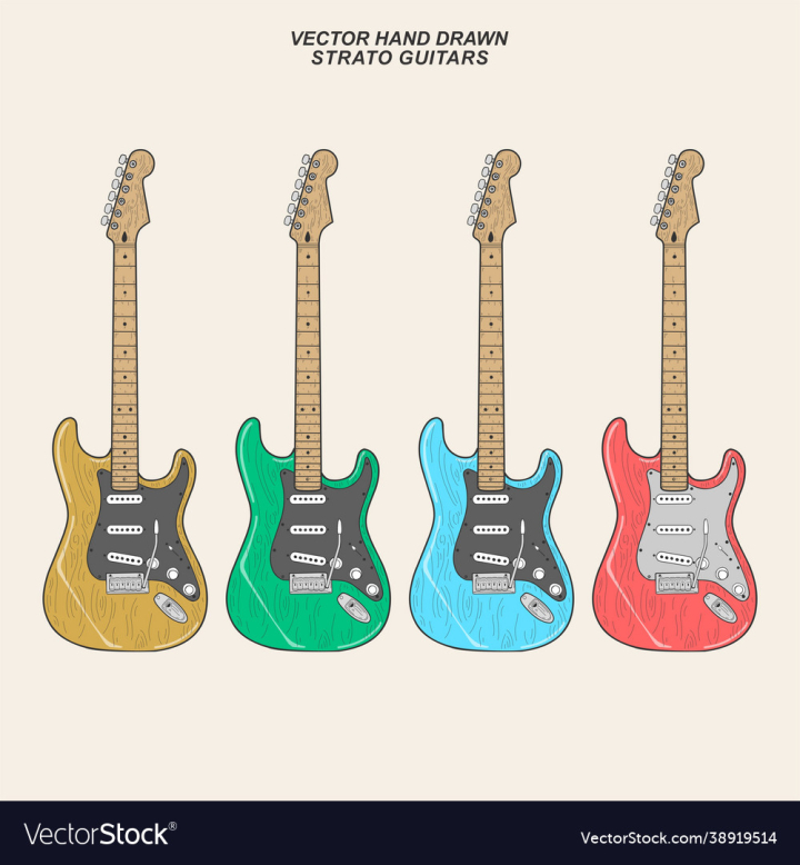 Guitar,Stratocaster,Vector,Hand,Drawn,Guitars,Strat,Drawing,Vintage,vectorstock