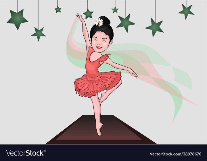 Dancing,Girl,Ballet,Dress,Red,Vector,Awesome,Star,Green,Pretty,Music,Dance,Illustration,Stand,Happy,Colors,Smile,Ballerina,Hairstyle,Flower,Free,Stretching,vectorstock