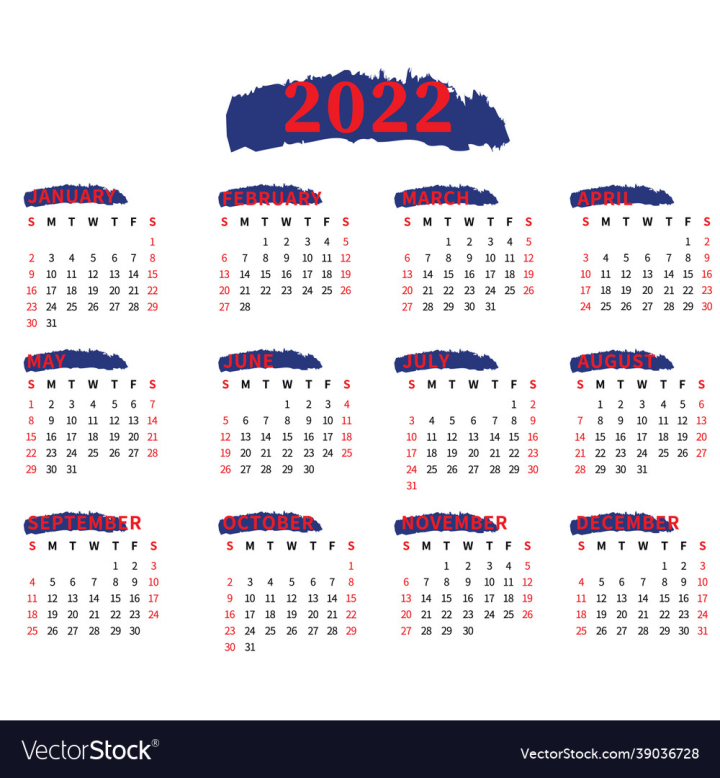 Calendar,2022,Png,Red,Yearly,Vector,Multi,Colours,Black,Monthly,Template,Design,Transparent,vectorstock
