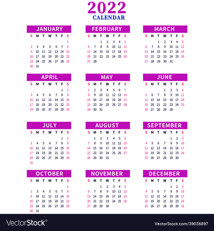 Calendar,2022,Png,Free,Red,Yearly,Vector,Multi,Colours,Black,Monthly,Template,Design,Transparent,vectorstock