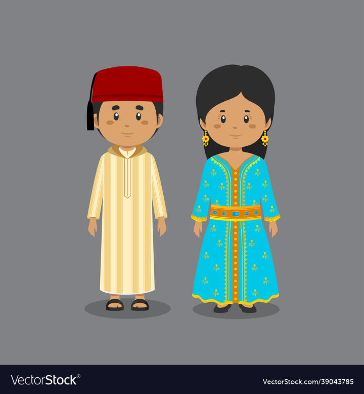 Cartoon,Flag,Morocco,Dress,Couple,Moroccan,Character,People,Illustration,Vector,Outfit,National,Young,Culture,Person,Woman,Design,Happy,Girl,Clothes,Boy,Female,Cute,Religion,Ethnic,Costume,Isolated,Traditional,Background,Man,vectorstock