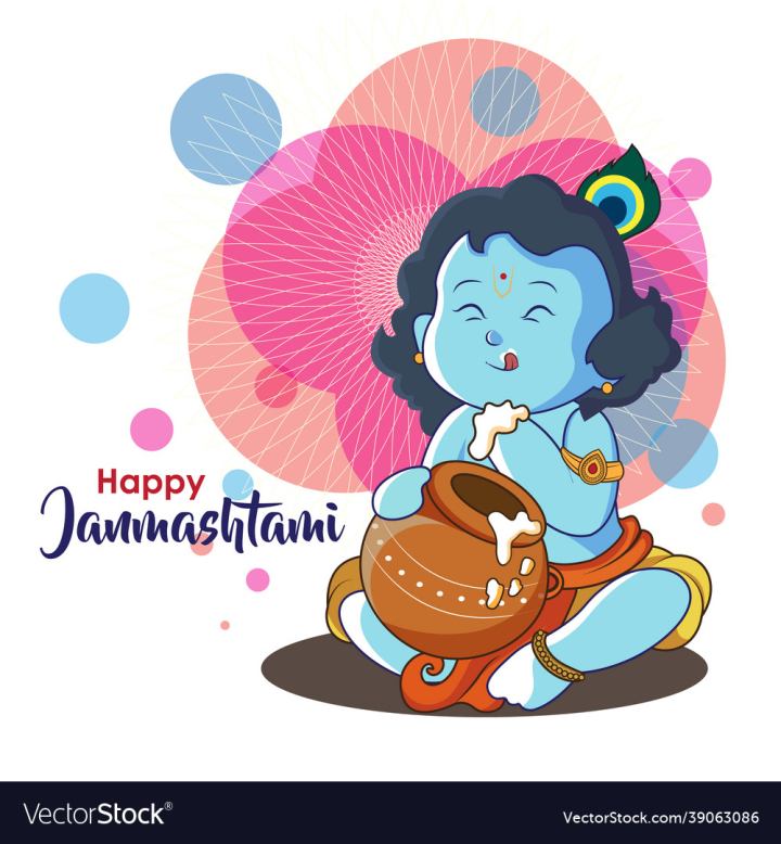 Free: in the poster little krishna eating curd from pots 