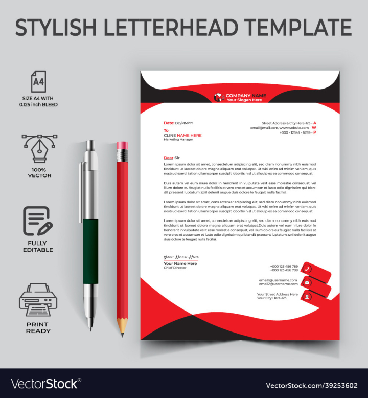 Template,Letterhead,Design,Layout,Letter,Business,Illustration,Vector,A4,Ai,Corporate,Modern,Stylish,File,Paper,Simple,Print,Ready,Clean,Eps,vectorstock