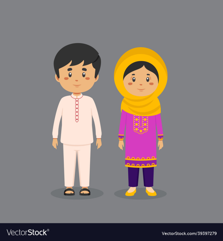 Couple,Pakistan,Wearing,Cartoon,National,Traditional,Dress,Children,Character,Person,People,Accessories,Costume,Expression,Cute,Man,Design,Hat,Happy,Girl,Illustration,Boy,Culture,Clothes,Country,Clothing,Male,Female,Asian,Isolated,Woman,Vector,vectorstock