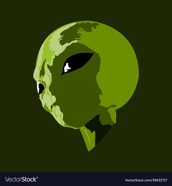 Free: green alien head with big eyes 