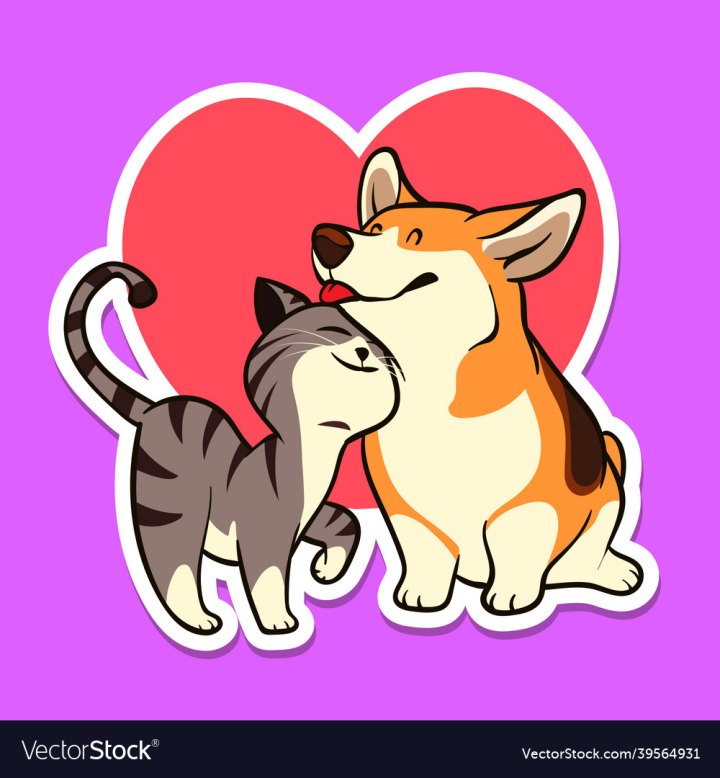 Cat,Dog,Love,Cute,Sticker,Corgi,Shiba,Kitty,Puppy,Kawaii,Heart,Funny,Lovely,Pets,Minimalistic,vectorstock