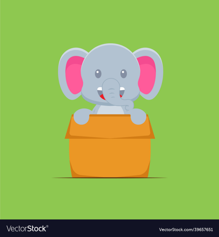 Elephant,Animal,Cartoon,Playing,Box,Cute,Animals,Comic,Flat,Cheerful,Kitty,Baby,Character,Sticker,Drawing,Background,Design,Fun,Vector,Graphic,Mammal,Isolated,Icon,Funny,Smile,Young,Pet,Nature,Happy,Illustration,vectorstock