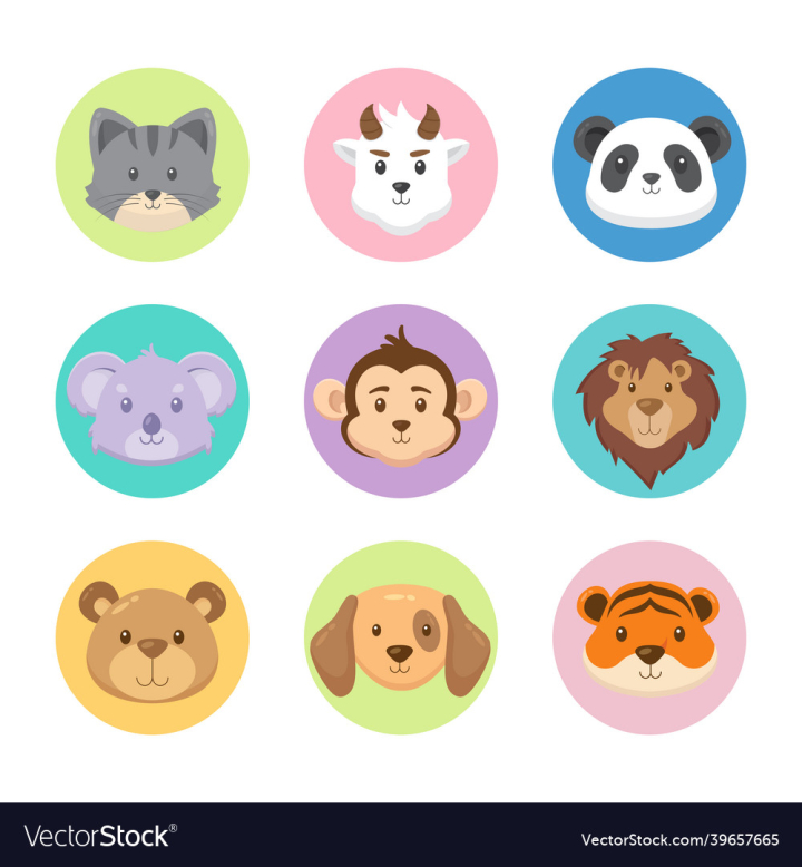 Set Of Icons With Cats Flat Design Vector Stock Illustration