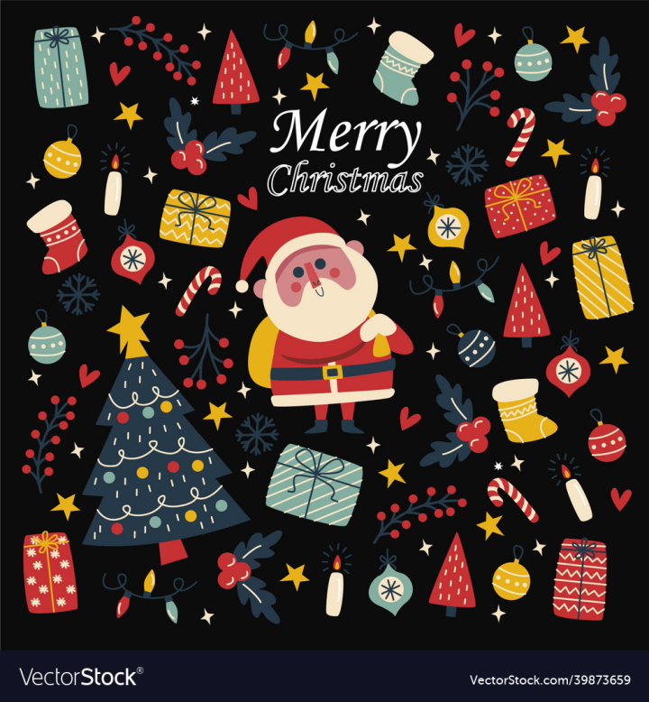 Elements,Merry,Christmas,Gifts,Santa,Vector,vectorstock