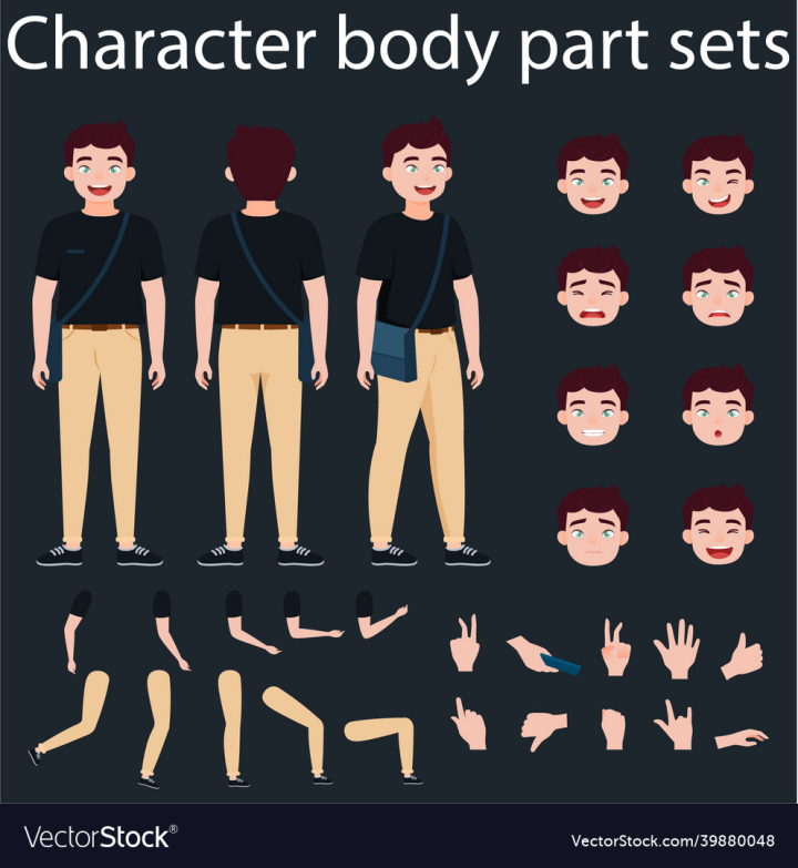 Body,Parts,Legs,Fingers,Eyes,Elbow,Happy,Expression,vectorstock