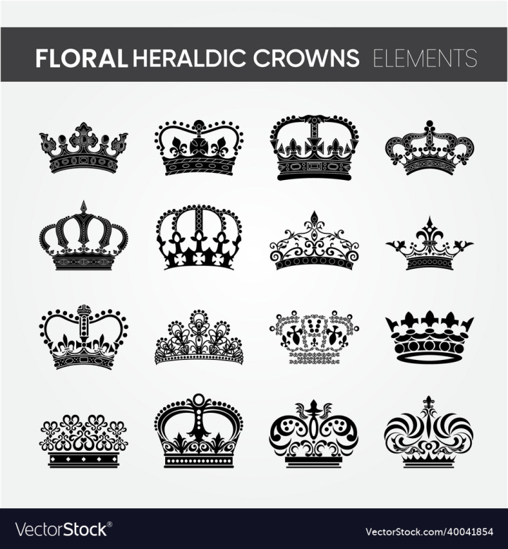 Kings and queens crowns elements set Royalty Free Vector