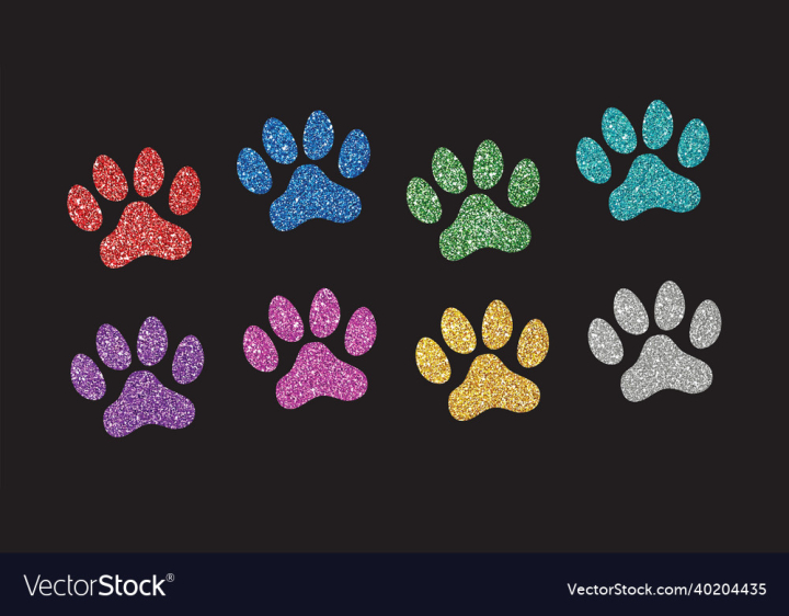 Dog,Glitter,Paw,Red,Blue,Animal,Green,Aqua,Pink,Purple,Silver,Gold,vectorstock