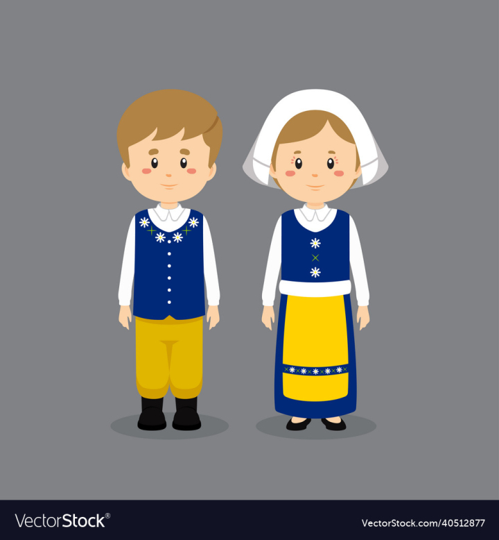 Dress,Character,Sweden,Couple,Person,Cartoon,People,Girl,Traditional,Expressions,Costume,Ethnic,Cute,Boy,Hat,Culture,Happy,Oriental,Clothing,Country,Child,Woman,Children,Europe,Folk,Nationality,Illustration,Art,vectorstock