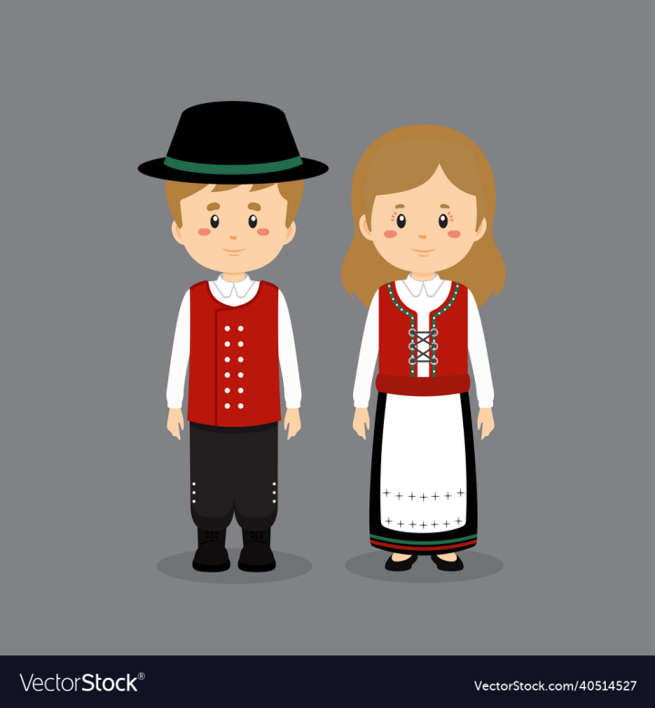 Dress,Character,Norway,Couple,Person,Cartoon,People,Girl,Traditional,Expressions,Costume,Ethnic,Cute,Boy,Hat,Culture,Happy,Oriental,Clothing,Country,Child,Woman,Children,Europe,Folk,Nationality,Illustration,Art,vectorstock