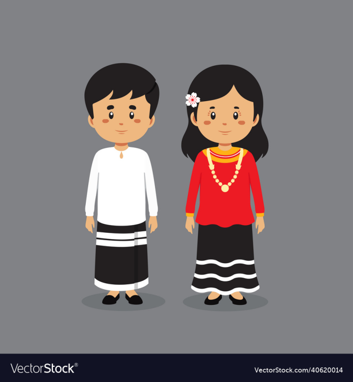 Dress,Character,Couple,Person,Cartoon,People,Boy,Traditional,Expressions,Costume,Ethnic,Cute,Girl,Culture,Happy,Hat,Oriental,Country,Child,Clothing,Asian,Woman,Children,Folk,Nationality,Maldives,Illustration,Art,vectorstock