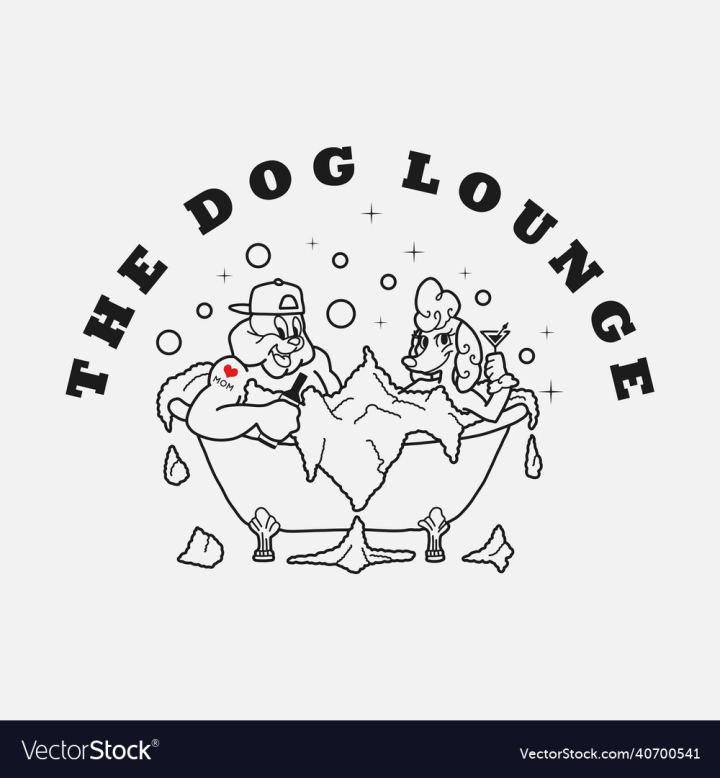 Doodle,Dog,Couple,Hand,Drawn,Beer,Bathtub,Lounge,Martini,vectorstock