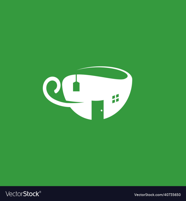Tea,House,Logo,Glass,Icon,Green,Cup,Matcha,Vector,vectorstock