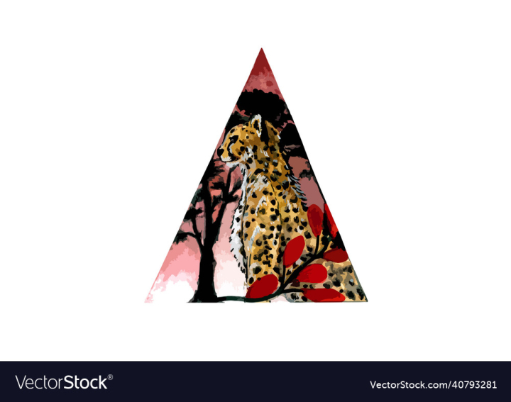 Cheetah,Savannah,Red,Plant,Wild,Sunset,Cat,Design,Fast,Element,Africa,Trees,Cute,Texture,Calm,Textile,vectorstock