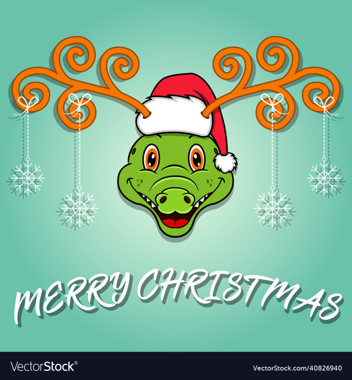 Free: cute crocodile head cartoon christmas card 